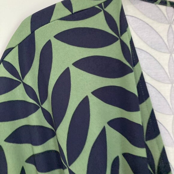 ANN TAYLOR 3/4 Sleeve Geometric BLACK Green WRAP DRESS-V-NECK -KNEE LENGTH Sz 8 - Picture 4 of 11